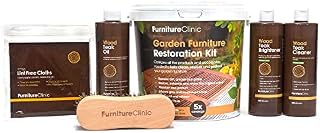 Garden Furniture Restoration & Maintenance Kit - Cleans and Restores All Outdoor Furniture. Contains Teak Oil, Teak Cleaner, and Teak Brightener, Plus All Accessories.