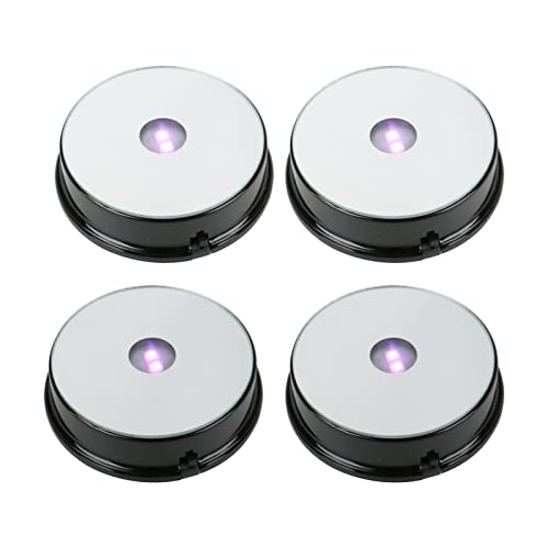 Colorful Led Light Display Base, Display Stand for Crystals Glass Art Figurine Merchandise, Lighted Seven Color Changing Lights Display Holder 3 AAA Batteries Powered (Black,4 Pieces)