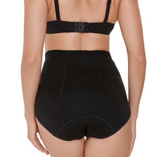 GJXWD Bragas Menstruales Mujer Algodón Bragas Menstruales Absorbentes Bragas Incontinencia Lavables Algodón de Talle Alto Cómodas Y TranspirablesBlack,L