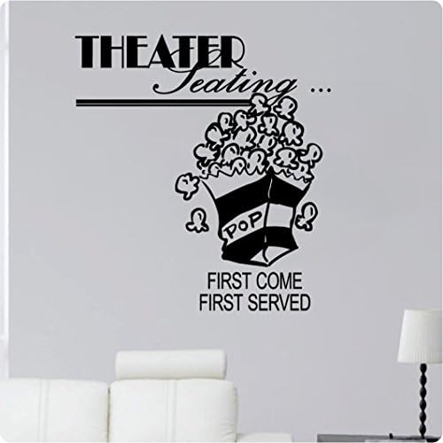 24″ Theater Seating First Come First Served Popcorn Movie Room Living Den Wall Decal Sticker Art Home Décor
