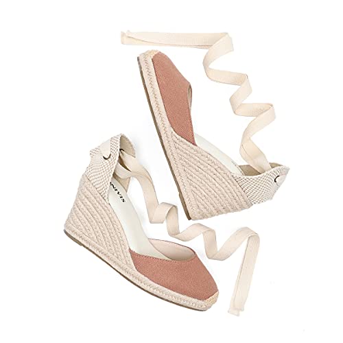 Image of Women's Espadrille Wedge Sandals Closed Toe Lace-Up Shoes