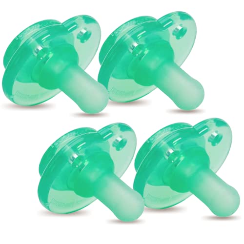 Image of Nookums Pacifier 4 Pack - Orthodontic Single Piece Design - 100% Medical Grade Silicone - BPA Free, Latex Free, Phthalate Free - Paci-Plushies Pacifier Replacement (Green)