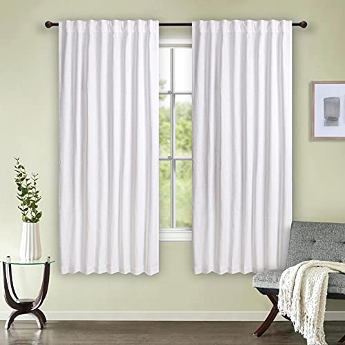 Tab Top Curtains,Curtains For Living Room,Farmhouse Poly Curtain Curtains For Bedroom,Heavy Curtains, 2 Panels Curtain,Room Darkening Drapes,Poly Canvas Curtain Set Of 2 White 50X108 #TOP4