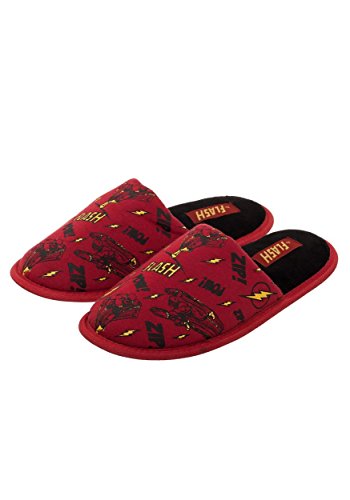 DC Comics Adult Flash All-Over Print Scuff Slippers - M Gold,red