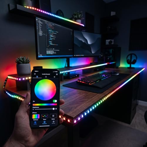 Image of Gleons WS2812B Dream Color LED Strip 5M, Individually Addressable RGB Pixel LED Light Strip, 60 LED /m 5V ARGB Flexible LED Tape with Black PCB for Gaming Room, PC, DIY Decoration