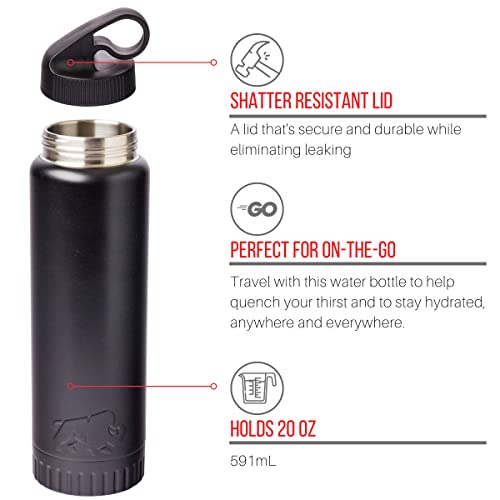 Silver Buffalo Double Walled Vacuum Insulated Stainless Steel Water Bottle, 20 Ounces, Matte Black #TOP2