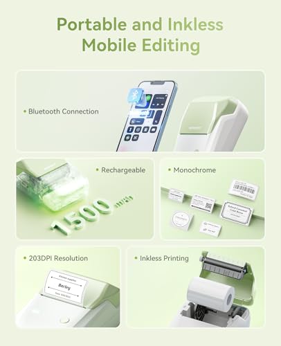 Image of NIIMBOT B1 Label Maker, 2 Inch Bluetooth Thermal Label Printer Easy to Use for Office, Home, and Business, with 2x1.18 Inch Labels | Inkless | Support Android, iOS & Windows | 203DPI | Light Green