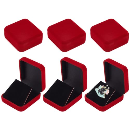 FINGERINSPIRE 6Pz Scatola Portabadge in Velluto FireBrick 30mm Espositore da Collezione per Spille da Bavero Scatole di Velluto Quadrate per Spille per Badge Spilla Pin Lapel Pin Display di Stoccaggio