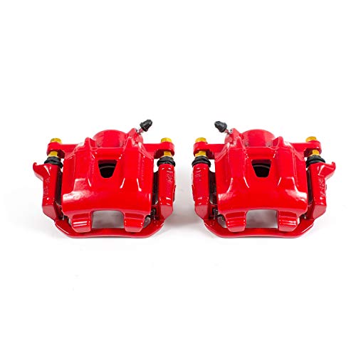 Image of PowerStop Rear Red Powder Coated Brake Caliper Pair for Toyota Sienna 2004-10 - High-Temp Brake Caliper Upgrade, S2872