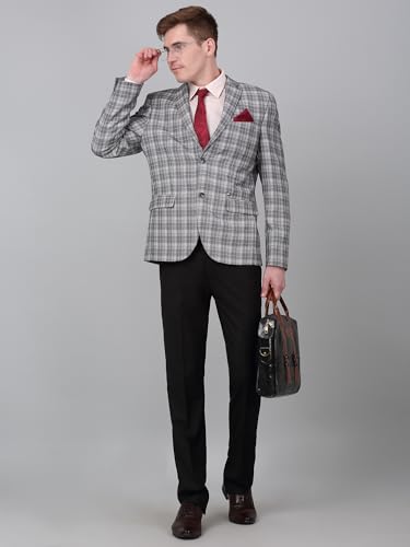 Image of Cantabil Checkered Full Sleeves Notch Lapel Formal Blazer for Men | Formal Blazer for Men | Men Blazer for Formal (P MBZF00166)