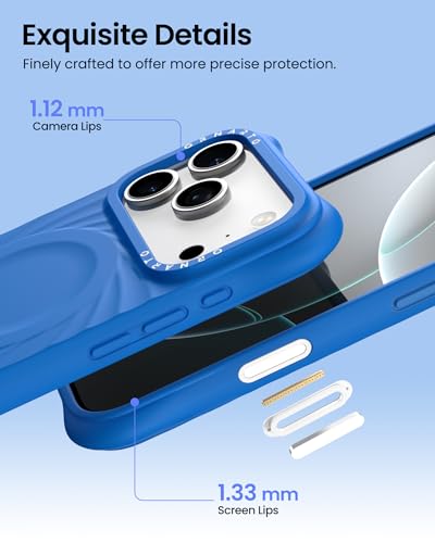 Coque haut de gamme silicone liquide iPhone 17 Pro ORNARTO bleu Vortex