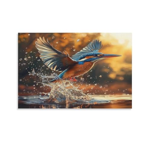 Toile murale de qualité premium kingfisher décoration salon élégante