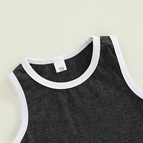 Xiqaalombvt Baby Boy Summer Outfit Solid Tank Tops Sleeveless T-Shirt And Track Shorts Clothes Cute Infant Clothing Set (Dark Grey,6-12 Months) #TOP1