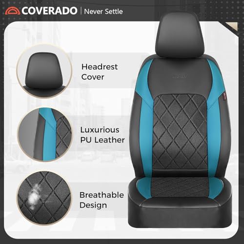 Image of Coverado Car Seat Covers, Front Seat Covers, 2 Front Automotive Seat Cover, Mesh Breathable Seat Protectors, Universal Fit for Most Cars