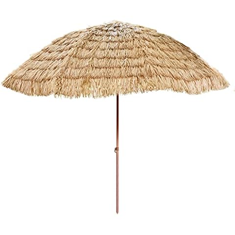 Backyard X-Scapes Tiki Thatch Umbrella Outdoor – Hula Beach Umbrellas for Patio Hawaiian Thatch Palapa Umbrella Outdoors 8 ft D, Tan (SU-8) Cover