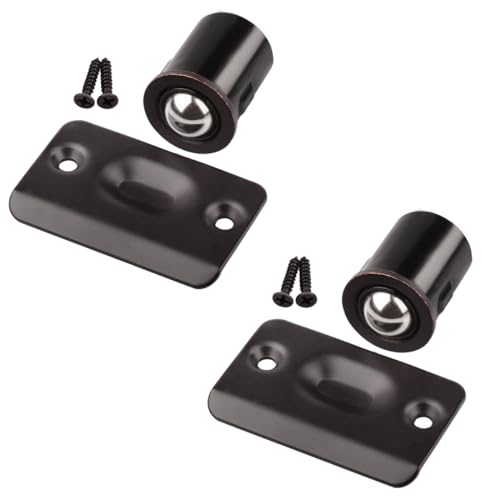 HOMOTEK 2 Pack Drive in Ball Catch with Strike Plate for Closet Doors Oil Rubbed Bronze 13/16 Inch x 1-1/8 Inchs Die-cast Adjustable Tension Ball