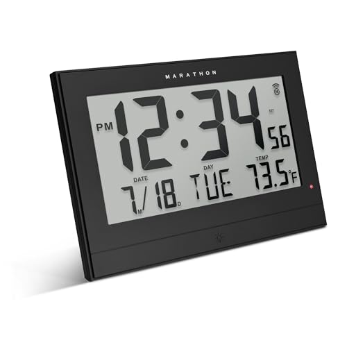 Reloj atómico MARATHON digital para salones amplios con indicador de temperatura interior 7