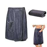 Taille réglable : la serviette de sauna pour homme a une taille de 70 x 140 cm et est équipée d'une taille élastique et de boutons-pression. Cela permet un ajustement personnalisé pour un ajustement optimal