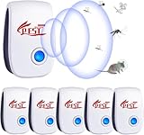 Ultraschall Schädlingsbekämpfer, 6 Stück Mäuseabwehr Mäusevertreiber Ultraschall & Elektronische Insektenschutzmittel, Pest Control Repeller für Mäuse Ratten Mücken Kakerlaken Spinnen Fliegen