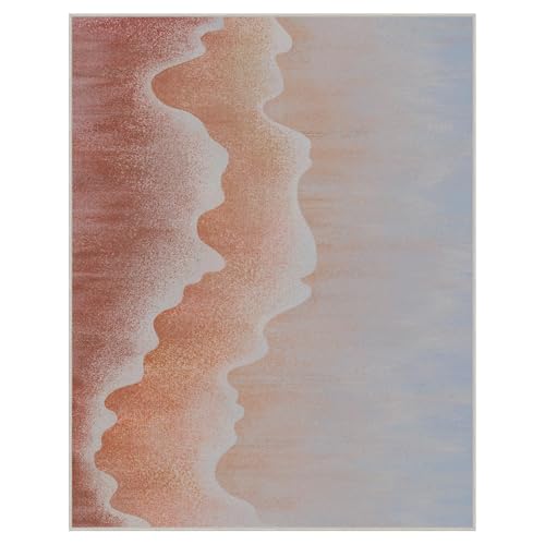 Area Rugs 8x10 for Living Room Bedroom, Modern Abstract Machine Washable Rug, Large Soft Low Pile Floor Cover with Non Slip Backing for Dining Room, Coral Pink