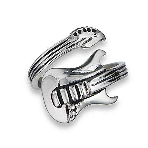 Fantasy Forge Jewelry Electric Guitar Ring Womens Mens Stainless Steel Adjustable Music Instrument Band Sizes 7-12 (11)