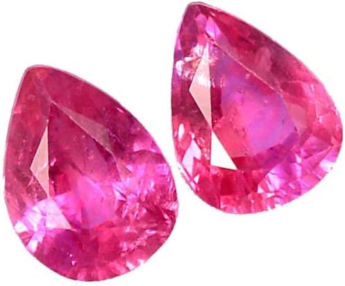 Miniatura 2 de Par de 2,72 CTS de corte de pera de rubí natural certificado de 0.315 x 0.236in, gemas sueltas calibradas de la mejor calidad, 8x6, Gema, rubí