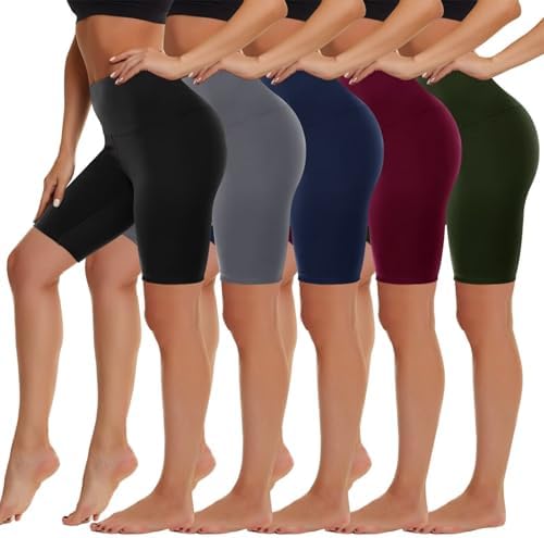 5 Pack Biker Shorts Women - 5"/8" High Waist Spandex Workout Yoga...