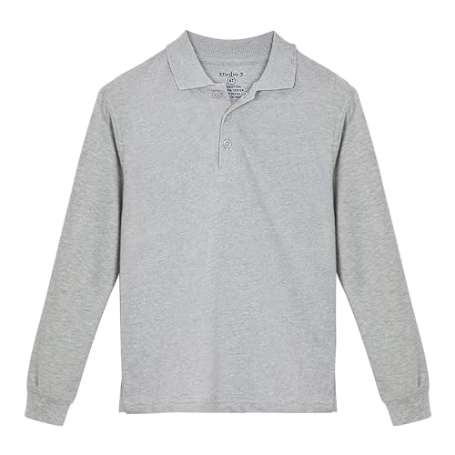 Image of Studio 3 Boy's - 4-Pack School Uniform Short and Long Sleeve Pique Polo Shirts