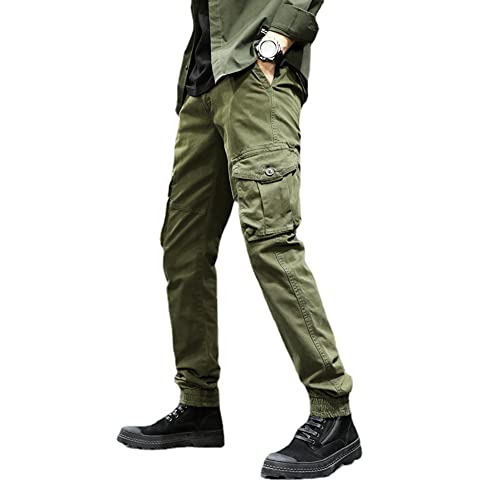 KENID Calças cargo selvagens masculinas casuais de algodão 6 bolsos para caminhadas ao ar livre rips