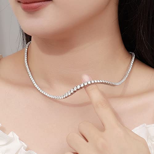 Choker Necklaces for Women Tennis Necklace For Women/Plated Rhinestone Choker Rectangle Initial - Image 3
