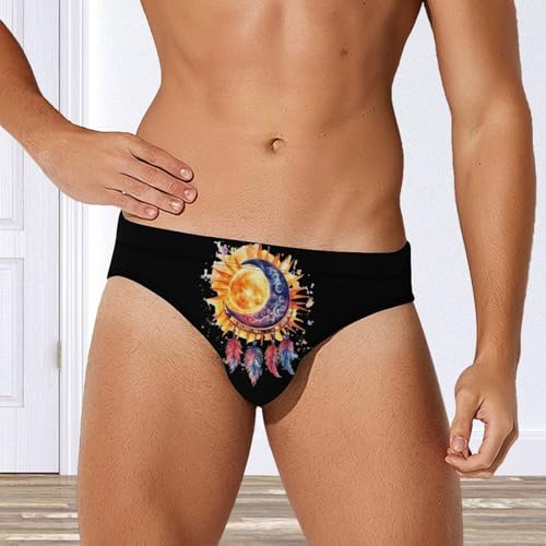 Moon and Sun Dreamcatchers Feathers Men's Swim Brief Sexy Bikini Swimwear Swimsuit Trunks Bathing Suits4