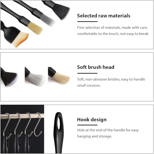 Image of 4 PCS Car Detailing Brush Set for Cleaning Interior or Exterior, Boars Bristle Detailing Brushes, Dusting Cleaning Supplies, Tool for Emblem, Air Vents, Wheels, Leather Upholstery Seat