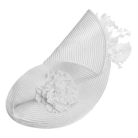 CROWN GUIDE Pillbox Fascinator Hat for Women Tea Party Church Hat Kentucky Derby for Cocktail Wedding 1920s Great Gatsby White Cover