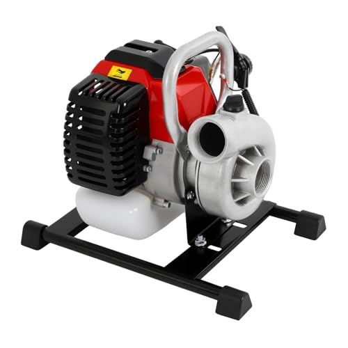 52CC 2 Stroke Gasoline Water Transfer Pump, 1.5 inch 8500RPM Single Cylinder Air Cooled Gasoline Powered Trash Water Pump,Farm Garden Irrigation Pumps