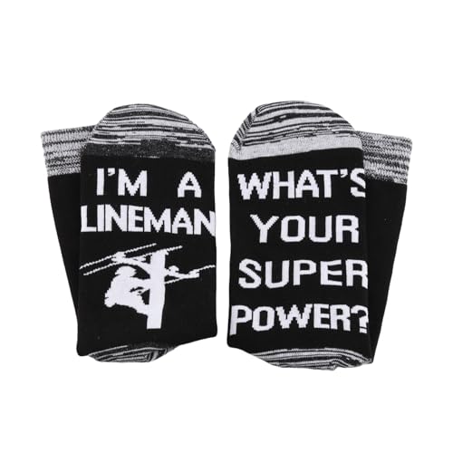 Image of G2TUP 2 Pair Lineman Gift I'm A Lineman What's Your Superpower? Socks Lineman Wife Socks Journeyman Lineman Gift