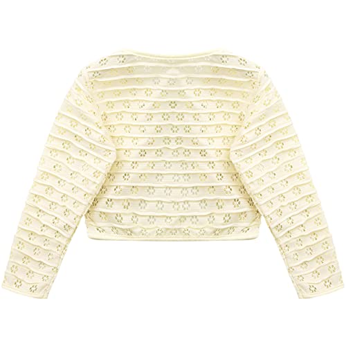 Little Girls Cotton Long Sleeve Hollow Shrug Cardigan Kids Casual Button Closure Dress Cover Up for Summer4