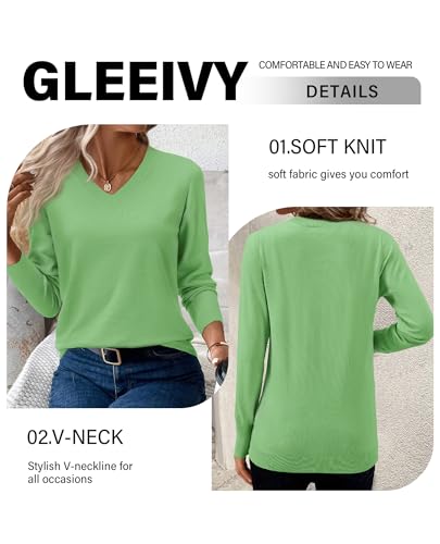 Image of Women's Spring Sweaters 2026 Casual Long Sleeve Pullover V Neck Lightweight Sweatshirts Cute Blouse Tops