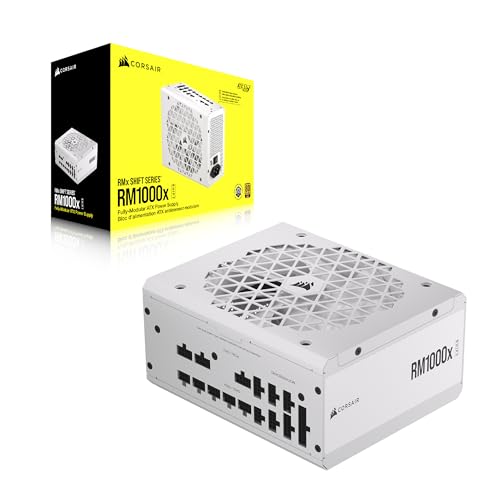 Corsair RM1000x SHIFT Alimentation ATX Entièrement Modulaire - Interface Latérale Modulaire - Compliant ATX 3.1 & PCIe 5.1 - Condensateurs Évalués à 105°C - Efficacité 80 PLUS Gold - Blanc