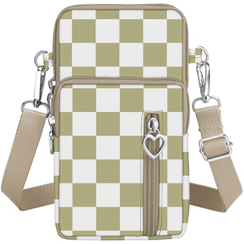 BIAOTIE Lightweight Small Crossbody bags Cell Phone Purses Travel Pouch Shoulder Bag for Women (Beige Check)