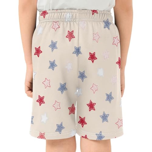 Colorful Stars Athletic Shorts with Zipper Pockets, Youth Boys Athletic Running Shorts for Summer3