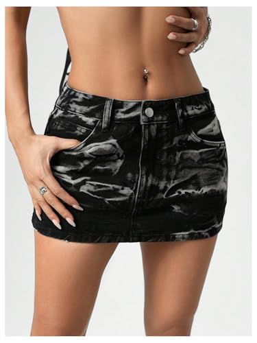 Floerns Women's Low Waisted Bodycon Jean Skirt Y2K Party Club Mini Denim Skirts3