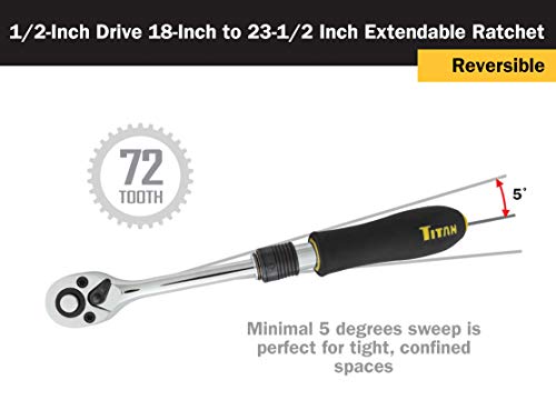 Image of Titan 12073 1 /2-Inch Drive x 18 to 23-1 /2-Inch 72-Tooth Extendable Ratchet (Pack of 12)