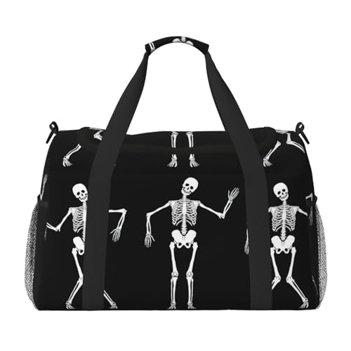 Grand sac de voyage pliable imperméable motif squelette grand volume