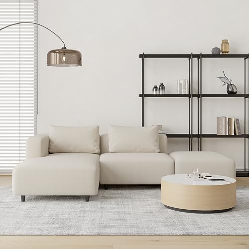 Acanva Soft Corduroy Sectional Modular Sofa Set, Modern L-Shaped Chaise