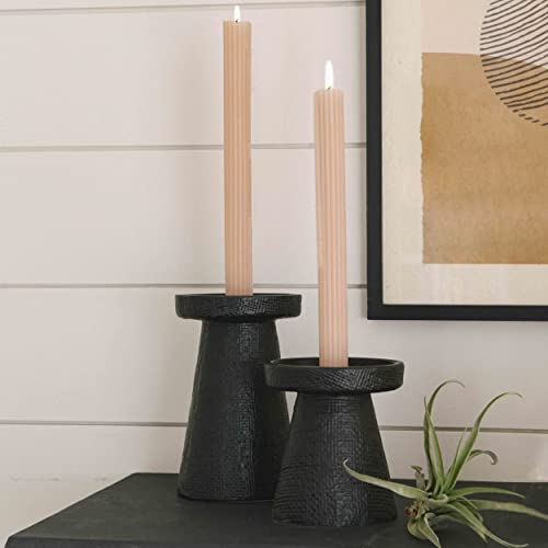Main + Mesa EC0550 Stoneware Pillar & Taper Candle Holders, Set Of 2 thumb #1