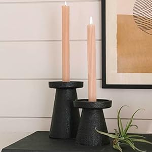 Main + Mesa Stoneware Pillar & Taper Candle Holders, Set of 2 Main Mesa Stoneware Pillar Taper Candle Holders Set of 2