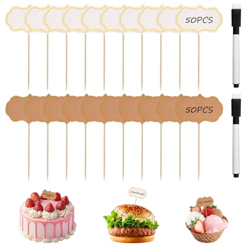 100 Pièces Ètiquette pour Plateau de Fromage, Panneaux de Buffet à Fromage, Vierge Pics à Cupcake, Drapeaux pour Buffet, Drapeaux Marqueurs de Fromage pour...