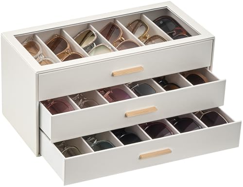 Lolalet 3 plantas 18 compartimentos organizador gafas de sol estuche para gafas