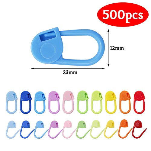 Image of 500 Pieces Colorful Knitting Markers Crochet Clips, Knitting Crochet Stitch Markers, Stitch Counter Needle Clips for Knitting DIY Craft Plastic Safety Pins (Pack of 3)