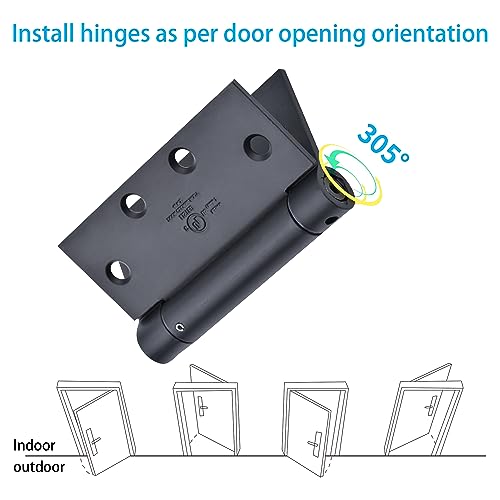 Sorgmach Self Closing Door Hinge 4-1/2 Inch Matte Black Auto Close Hinge Adjustable 4 ½"X 4 ½ Inch Spring Hinges Door Closer Hinge Square Corner Commercial Auto Self-Closing Hinge 3 Pieces thumb #3